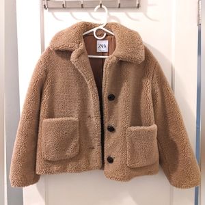 Zara Teddy Jacket (Size S, brown)